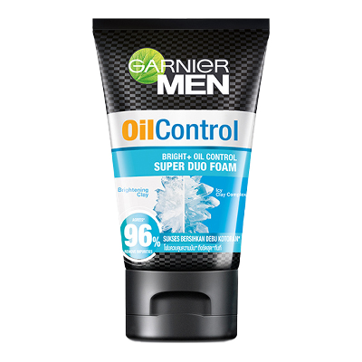 Garnier Men Oil Control Pembersih Wajah Super Duo Foam untuk Kulit Berminyak 100 ml